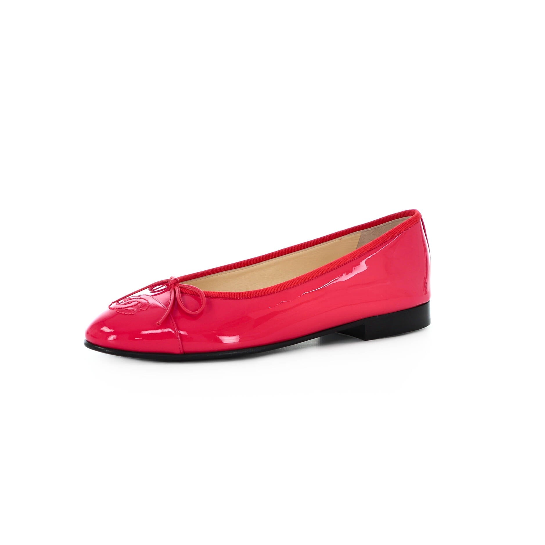 Women's CC Cap Toe Bow Ballerina Flats Patent