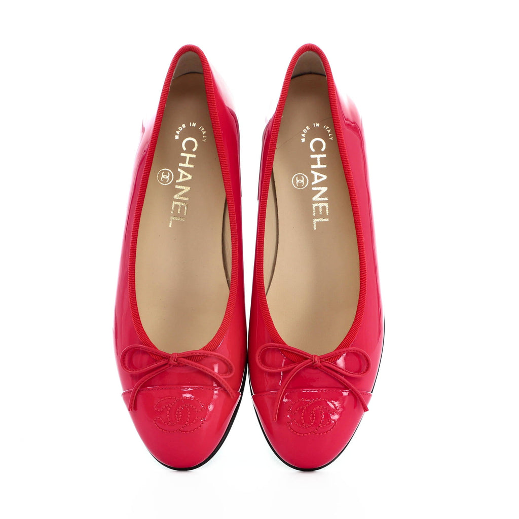 Women's CC Cap Toe Bow Ballerina Flats Patent
