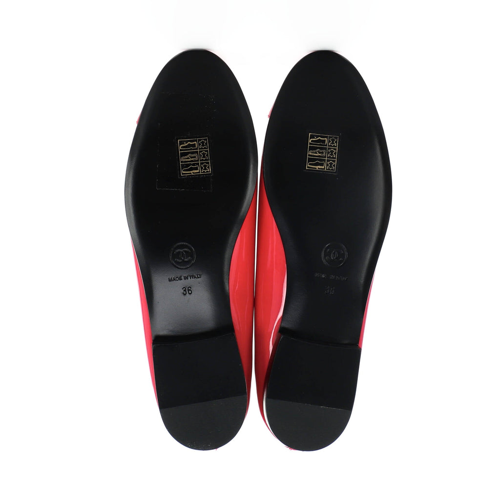 Women's CC Cap Toe Bow Ballerina Flats Patent
