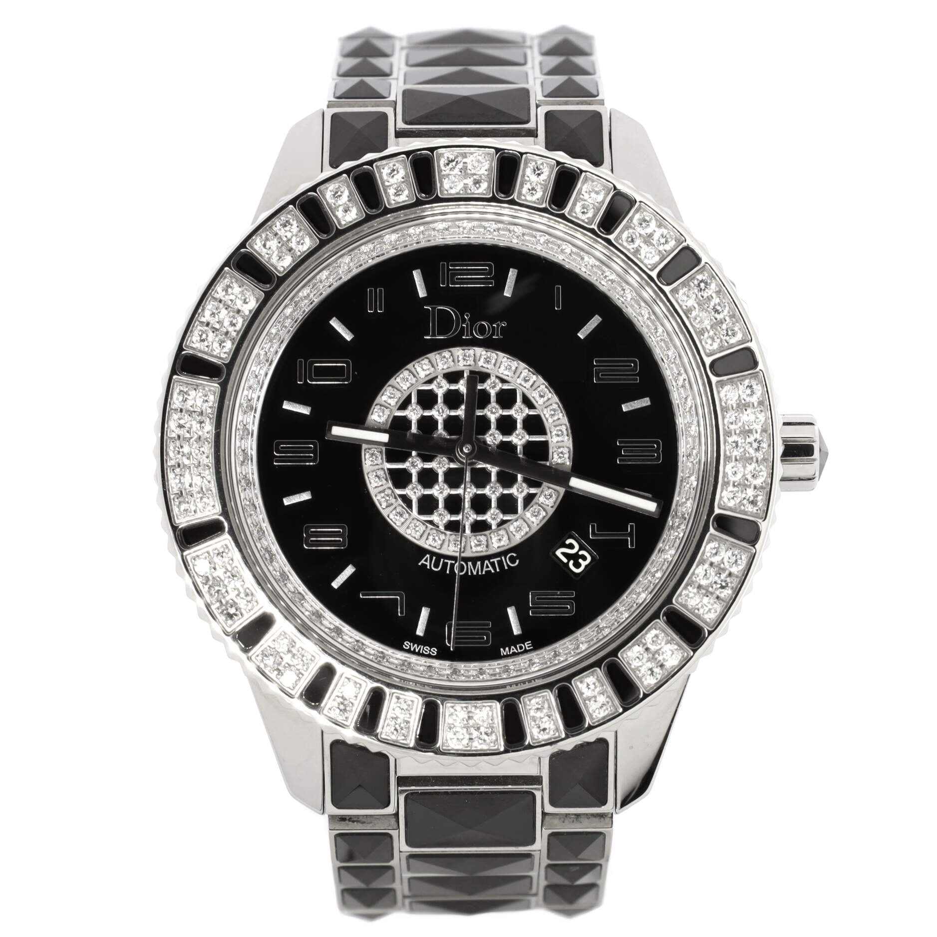 Christal Automatic Watch Ceramic and Stainless Steel with Diamond Bezel and Dial 42