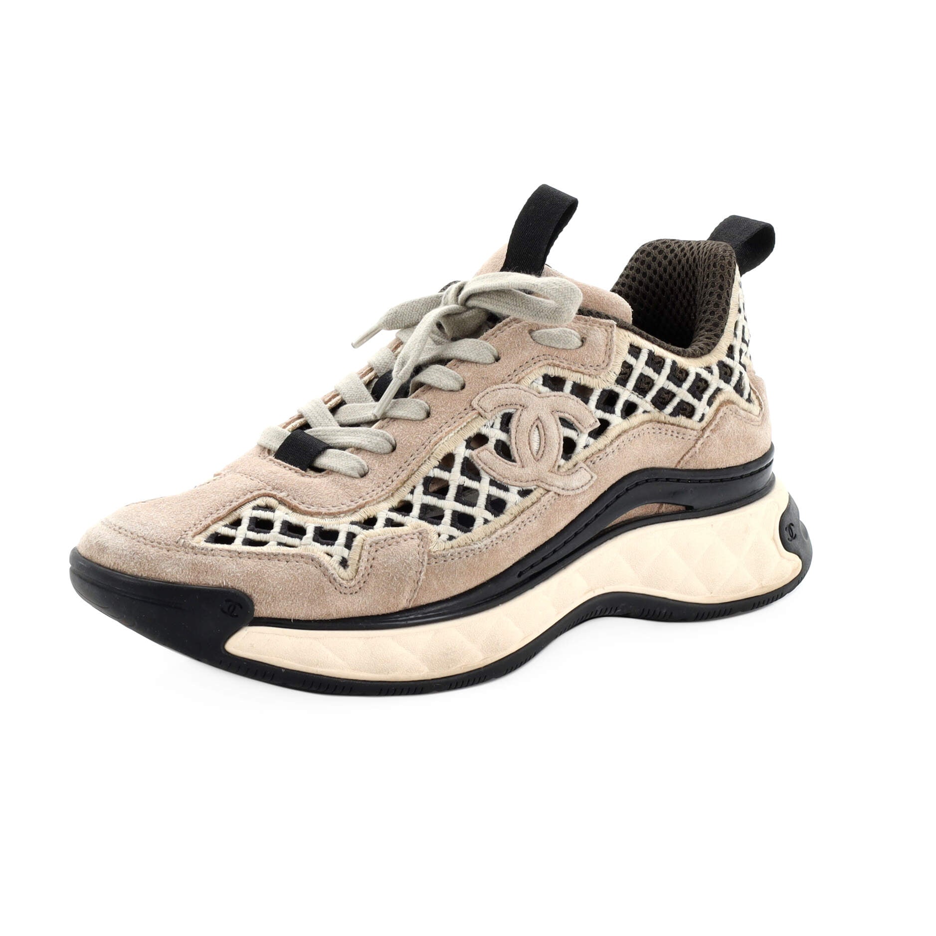 Women's CC Embroidery Sneakers Calfskin and Suede