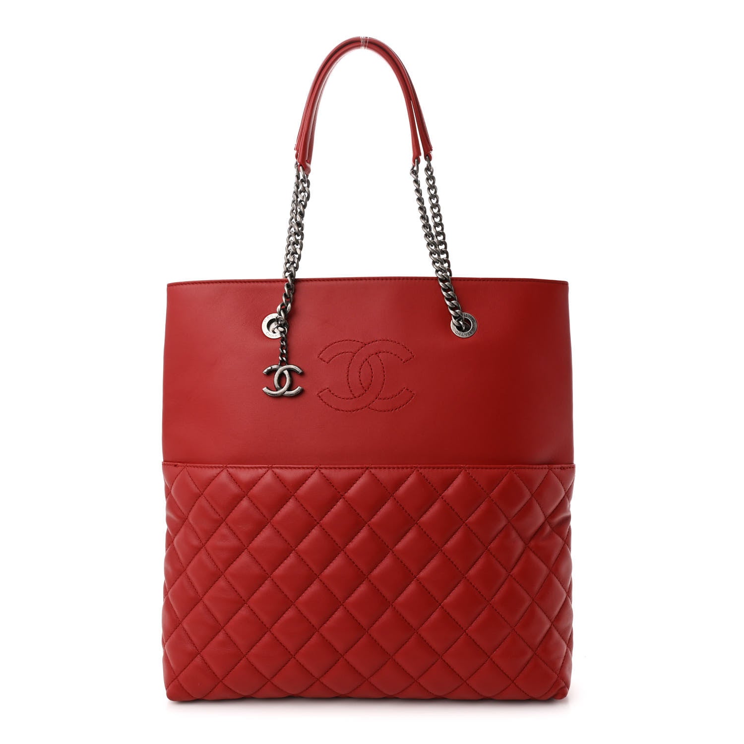 Lambskin Quilted Urban Delight Tote Red