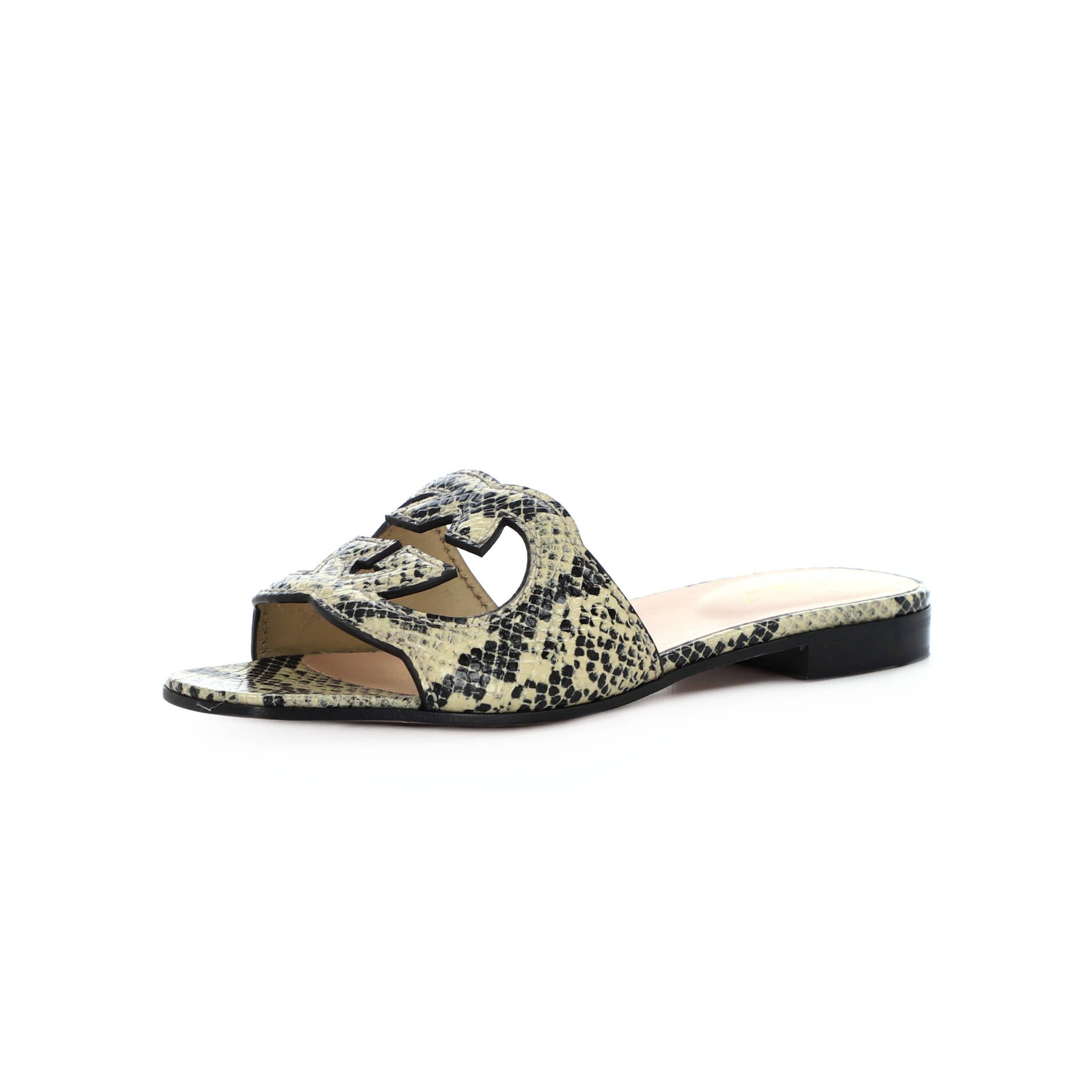 Women's Interlocking G Cut-Out Slide Sandals Python Print Leather
