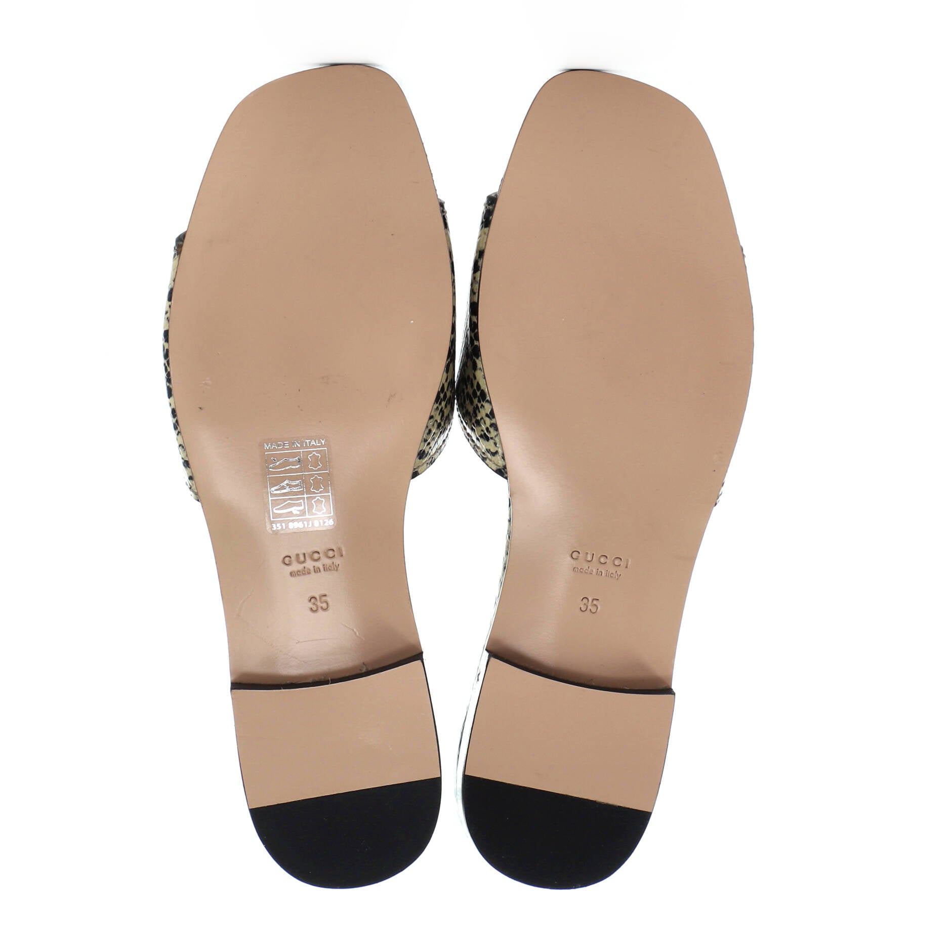 Women's Interlocking G Cut-Out Slide Sandals Python Print Leather