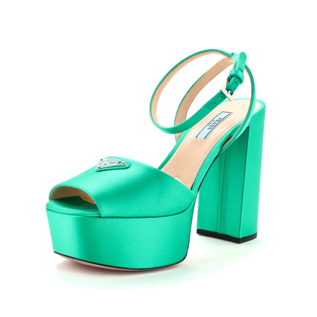Women's Logo Ankle Strap Platform Sandals Satin