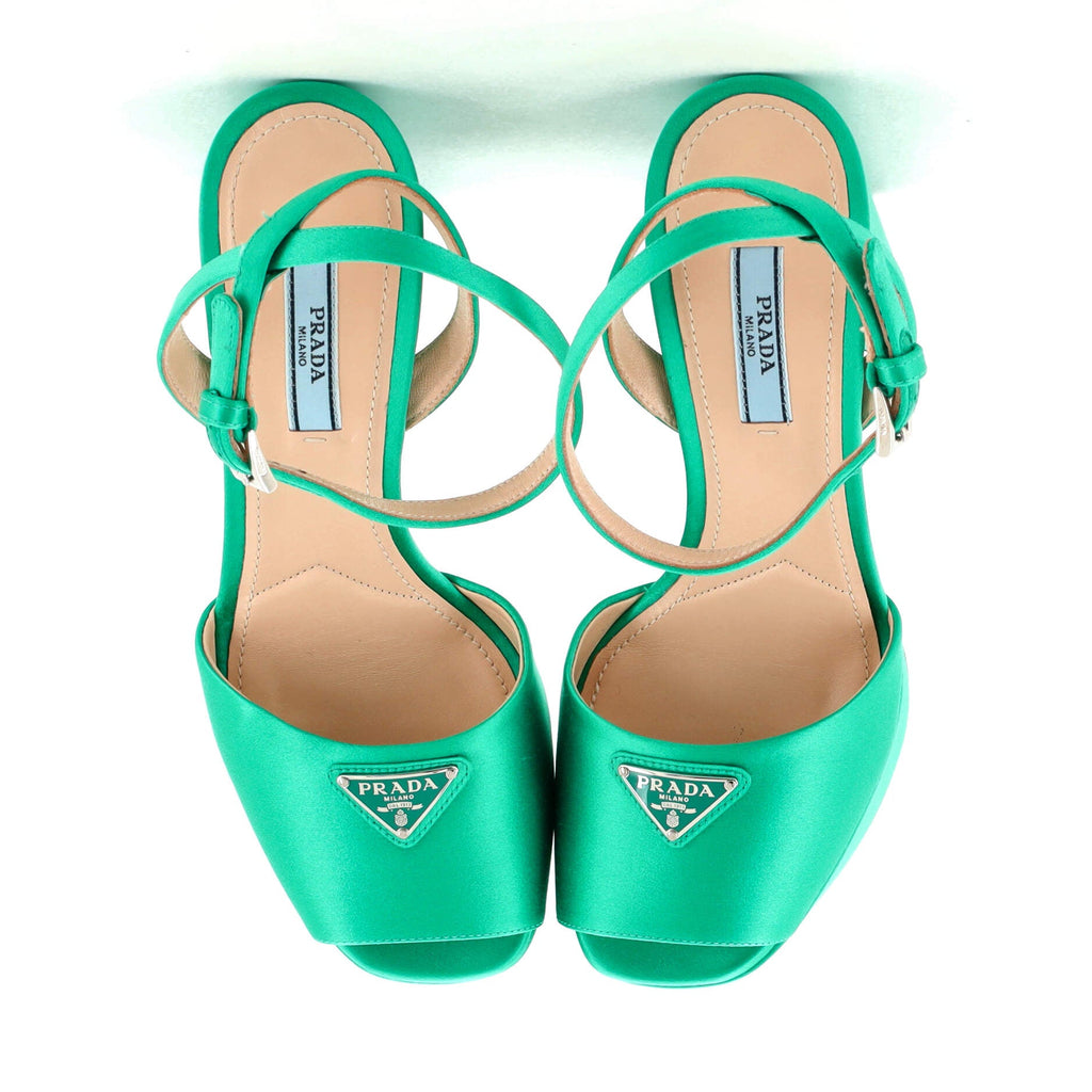 Women's Logo Ankle Strap Platform Sandals Satin