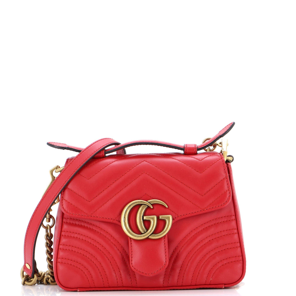 GG Marmont Top Handle Flap Bag Matelasse Leather Mini