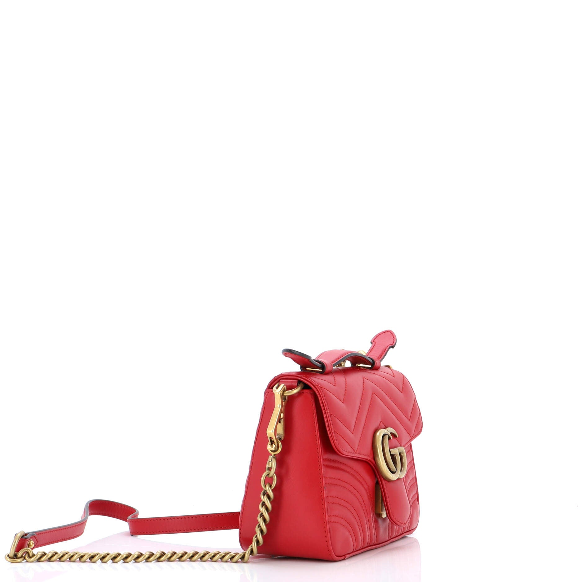 GG Marmont Top Handle Flap Bag Matelasse Leather Mini