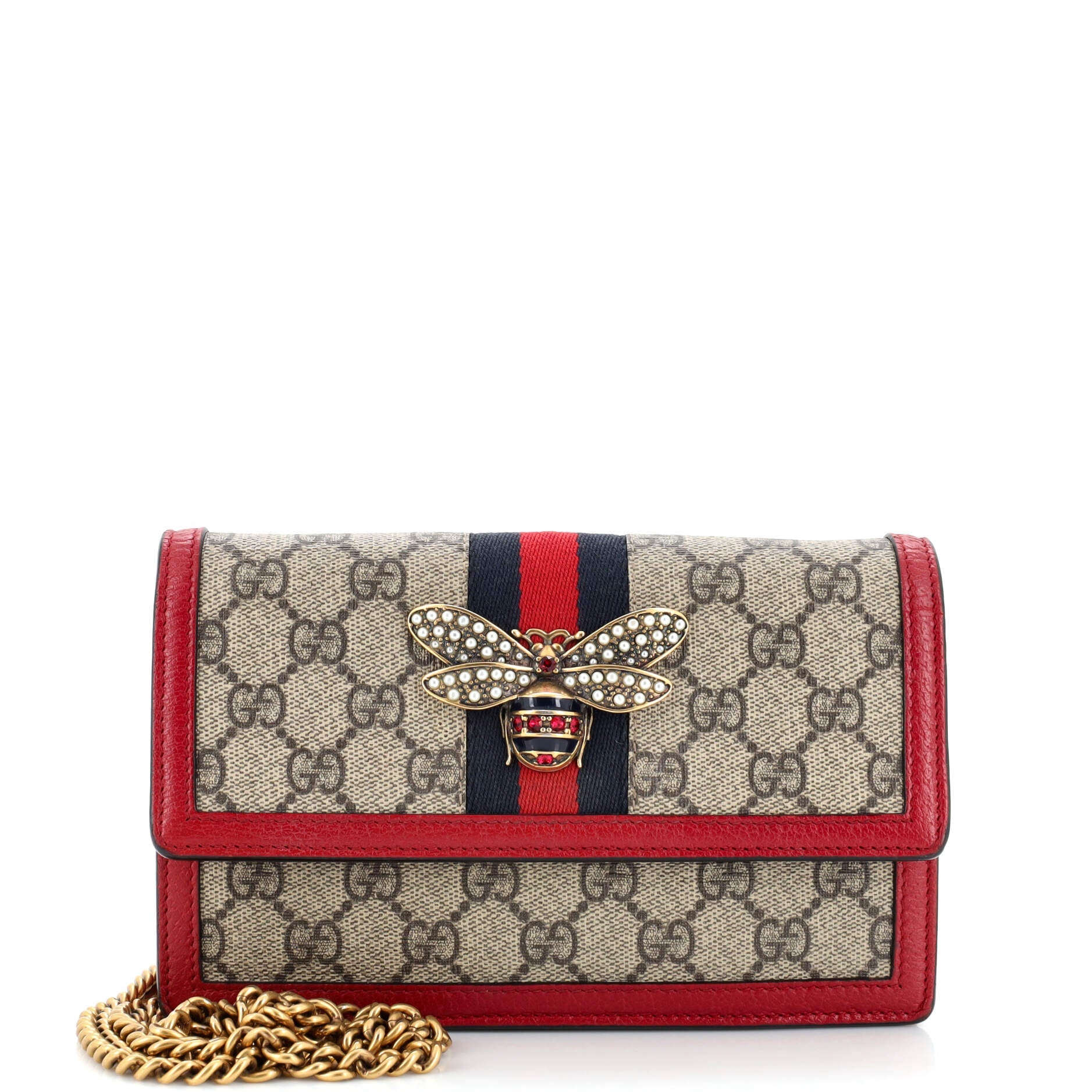 Queen Margaret Chain Wallet GG Coated Canvas Mini