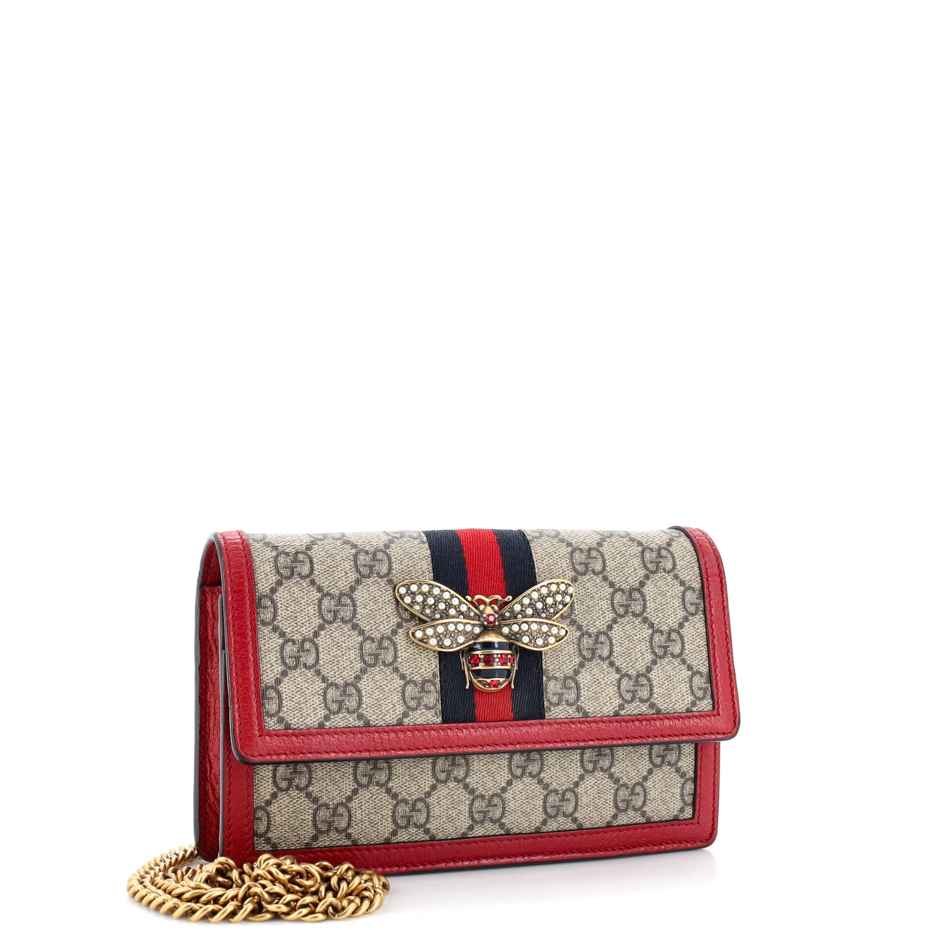Queen Margaret Chain Wallet GG Coated Canvas Mini