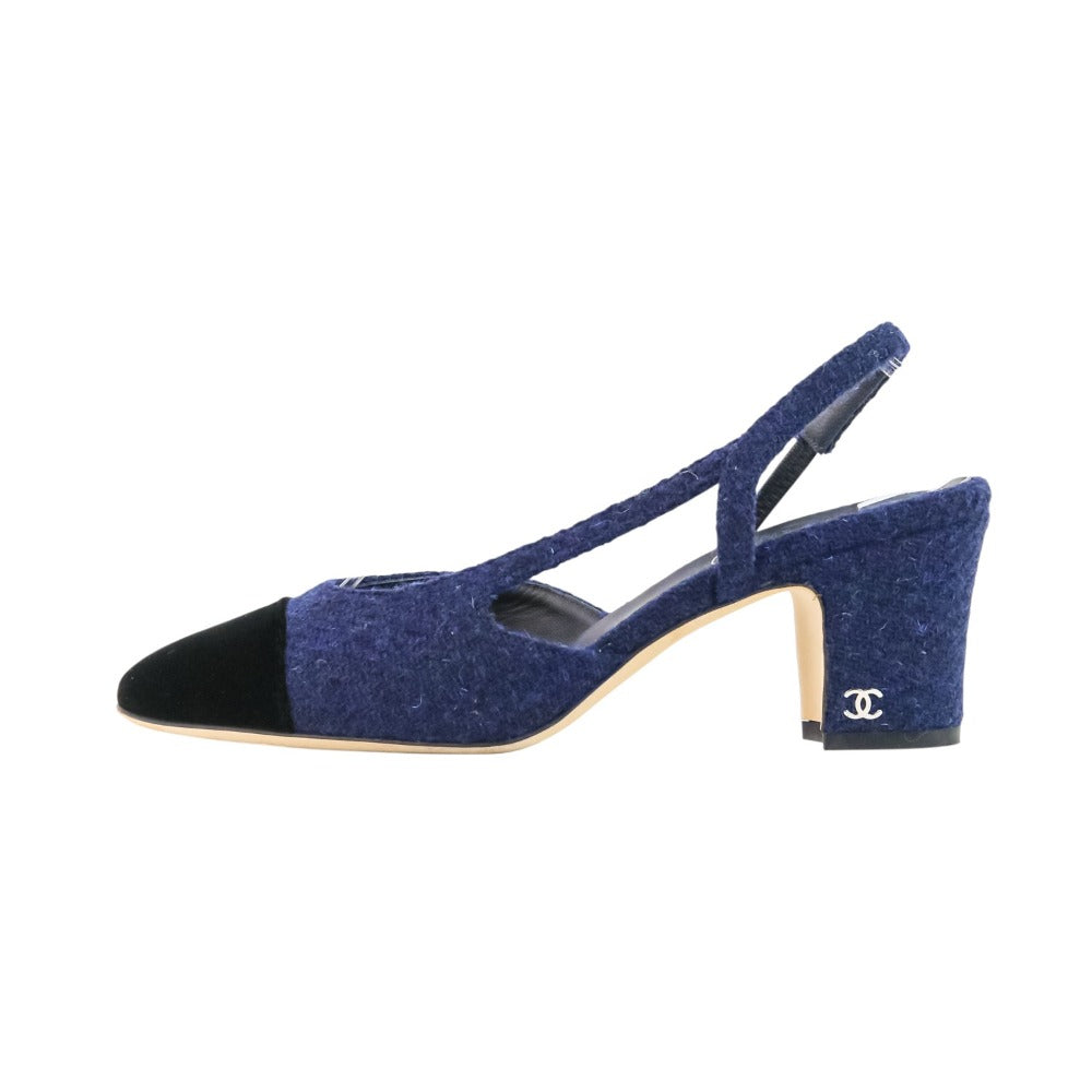 Chanel G31318 Tweed Velvet Pumps