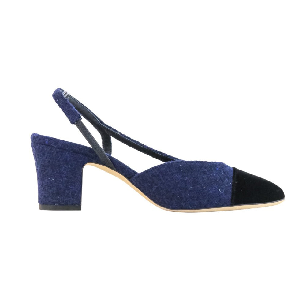 Chanel G31318 Tweed Velvet Pumps