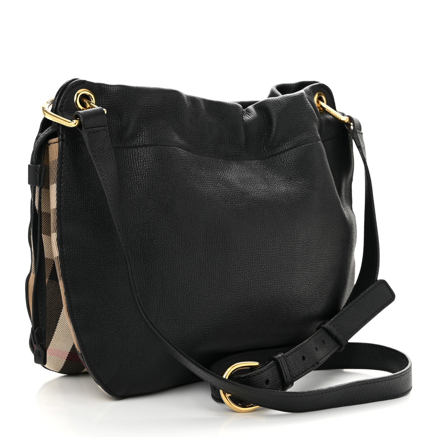 Grainy Calfskin House Check Small Bingley Black