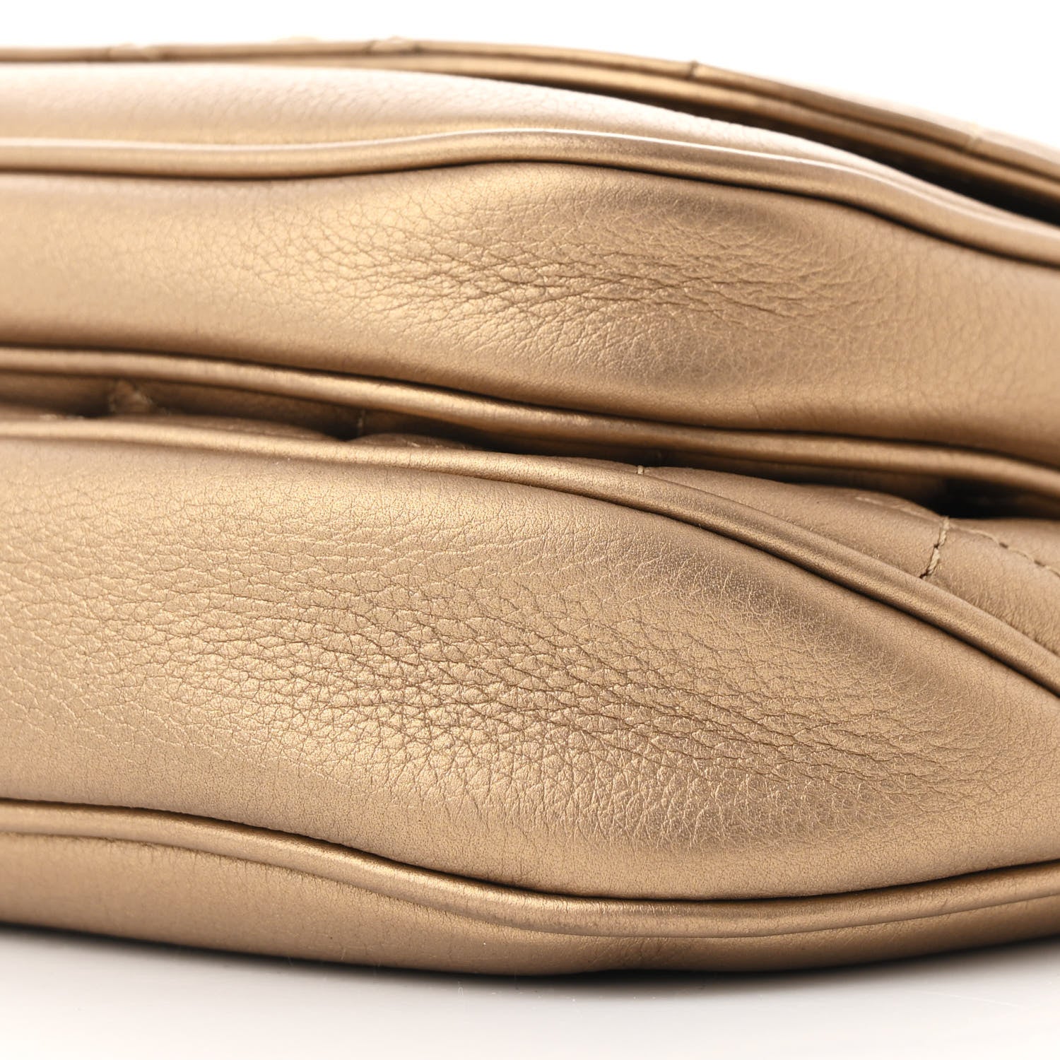 Metallic Calfskin Quilted Waist Bag Gold