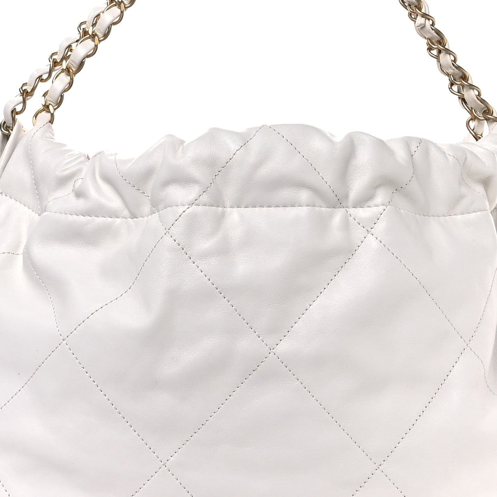 Shiny Calfskin Quilted Chanel 22 White