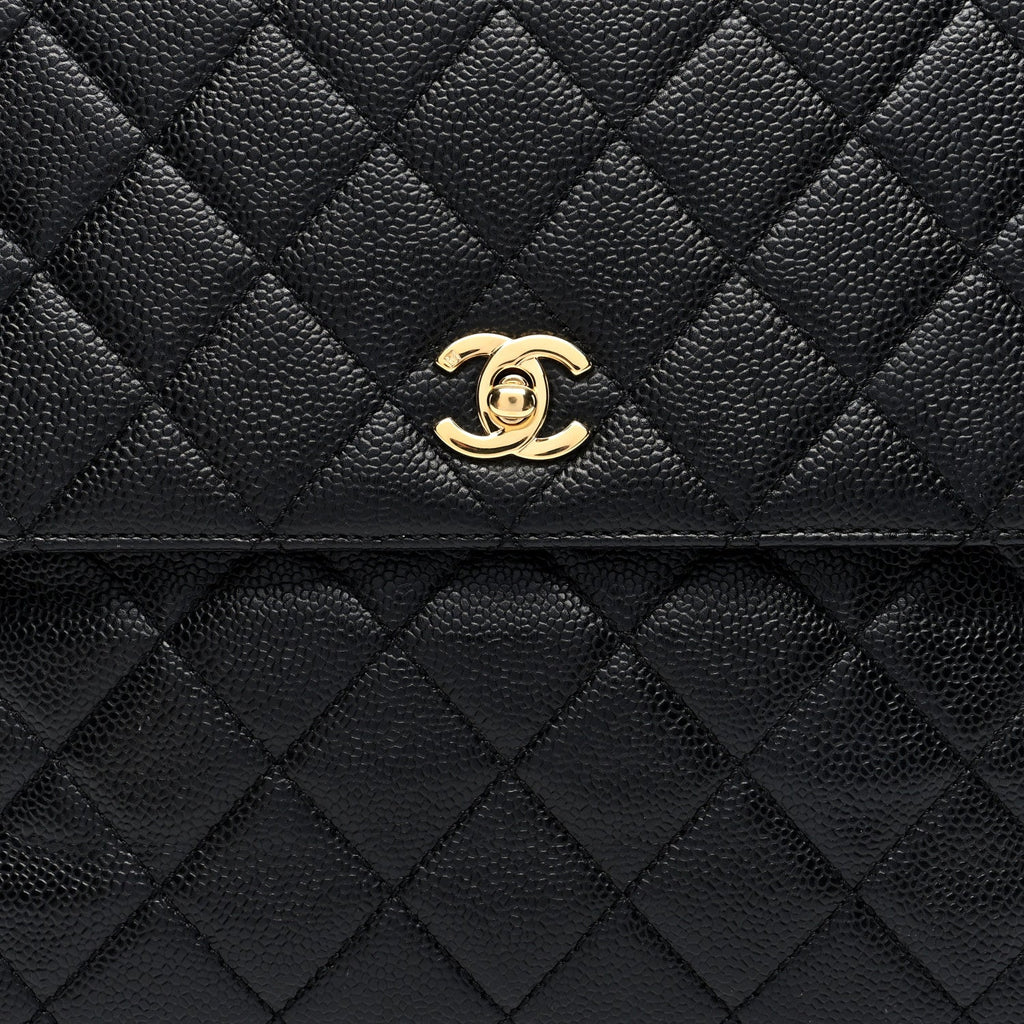 Caviar Quilted Jumbo Kelly Flap Black