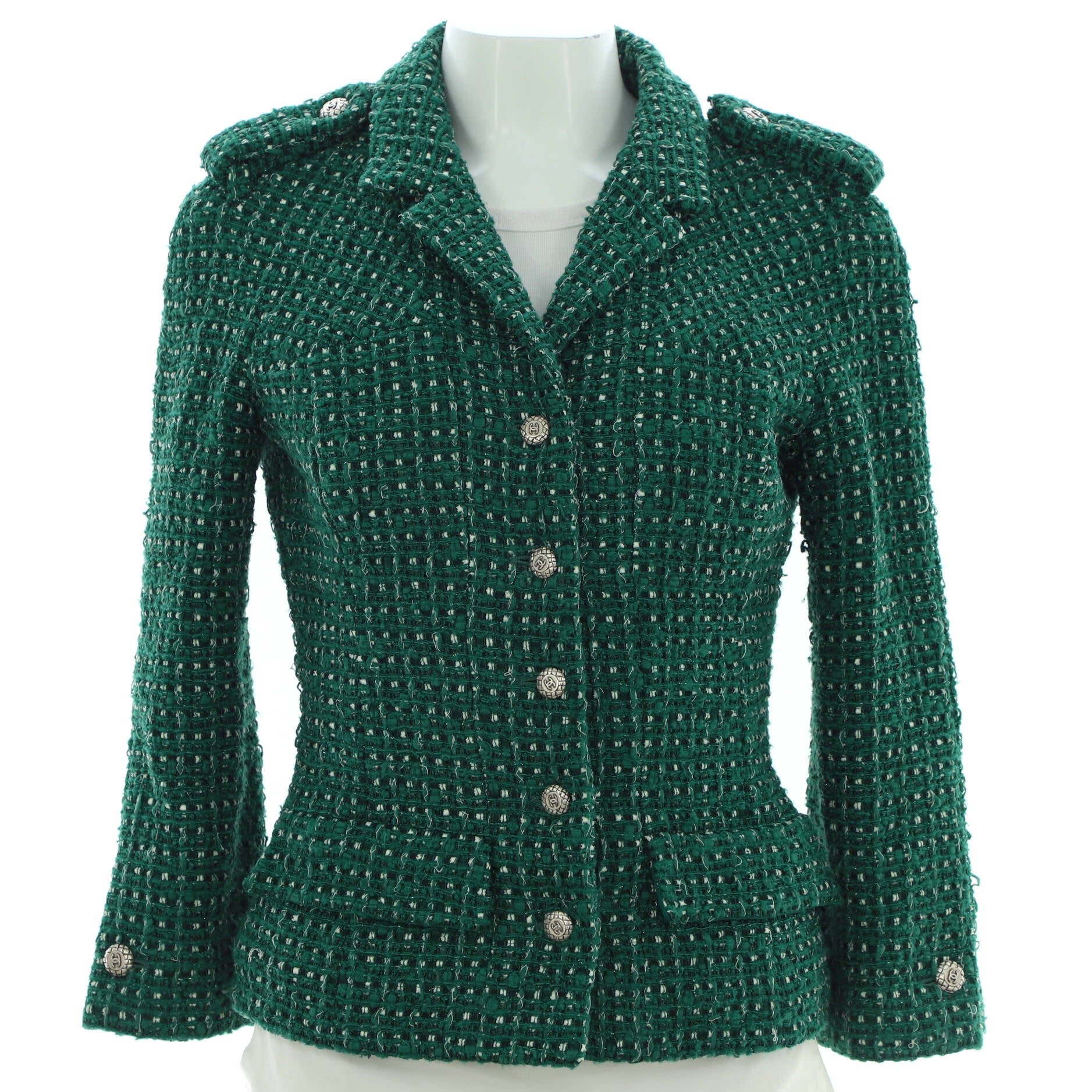 Women's Vintage Two Pocket Button Up Jacket Tweed