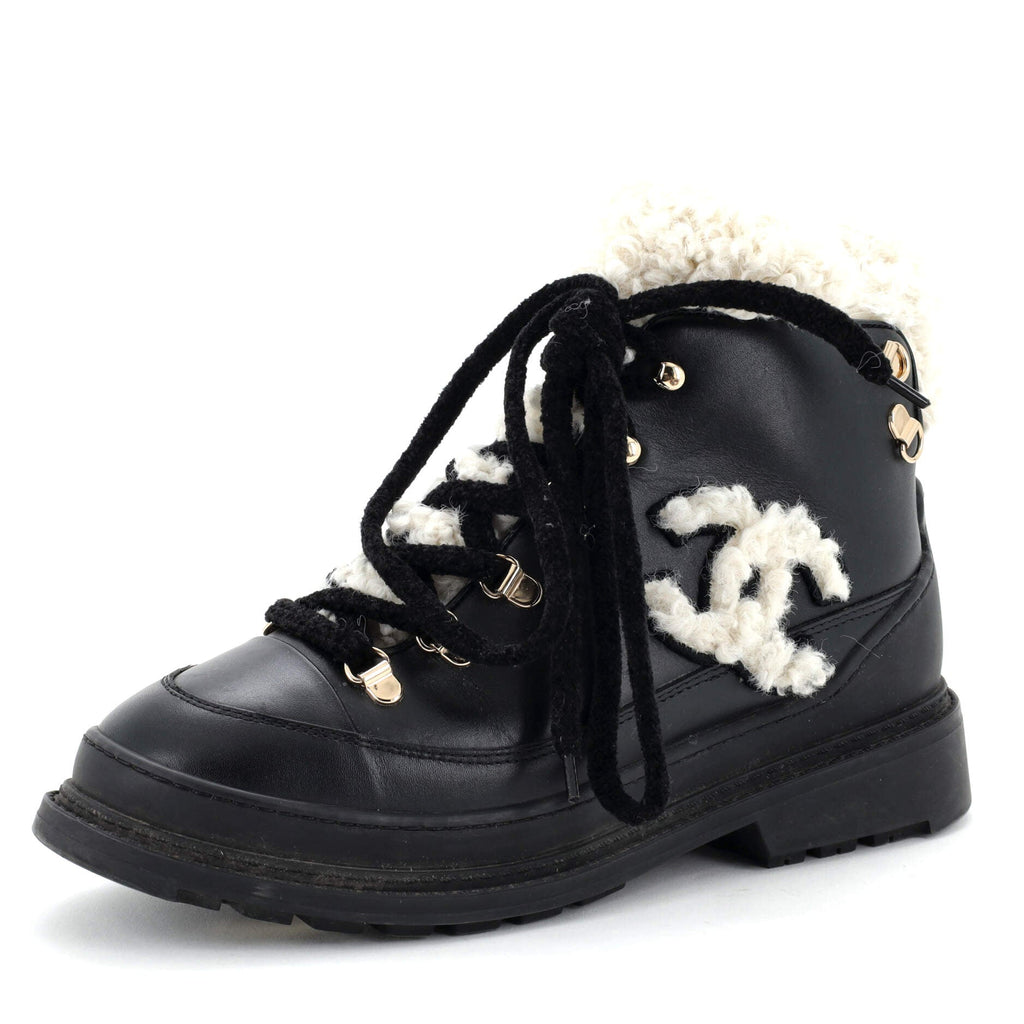 Women's CC Lace-Up Winter Boots Leather and Shearling