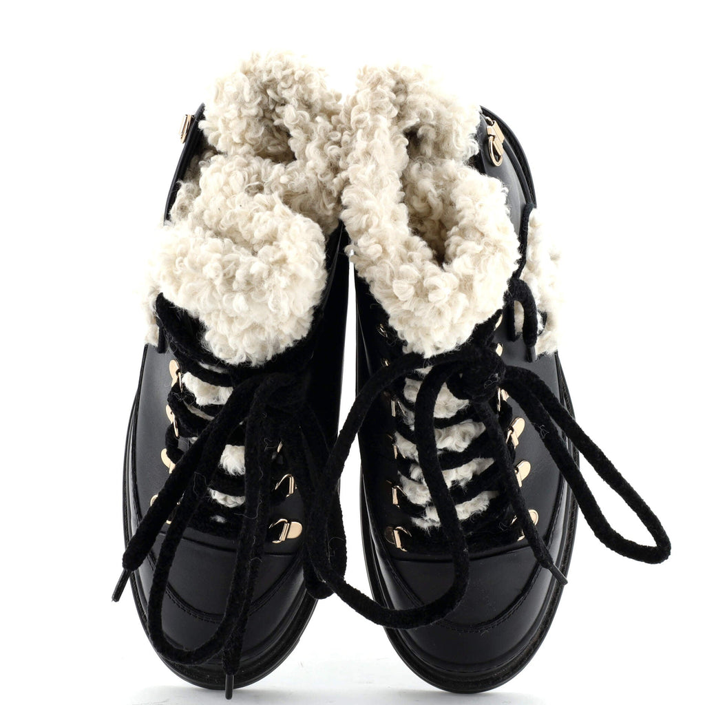 Women's CC Lace-Up Winter Boots Leather and Shearling