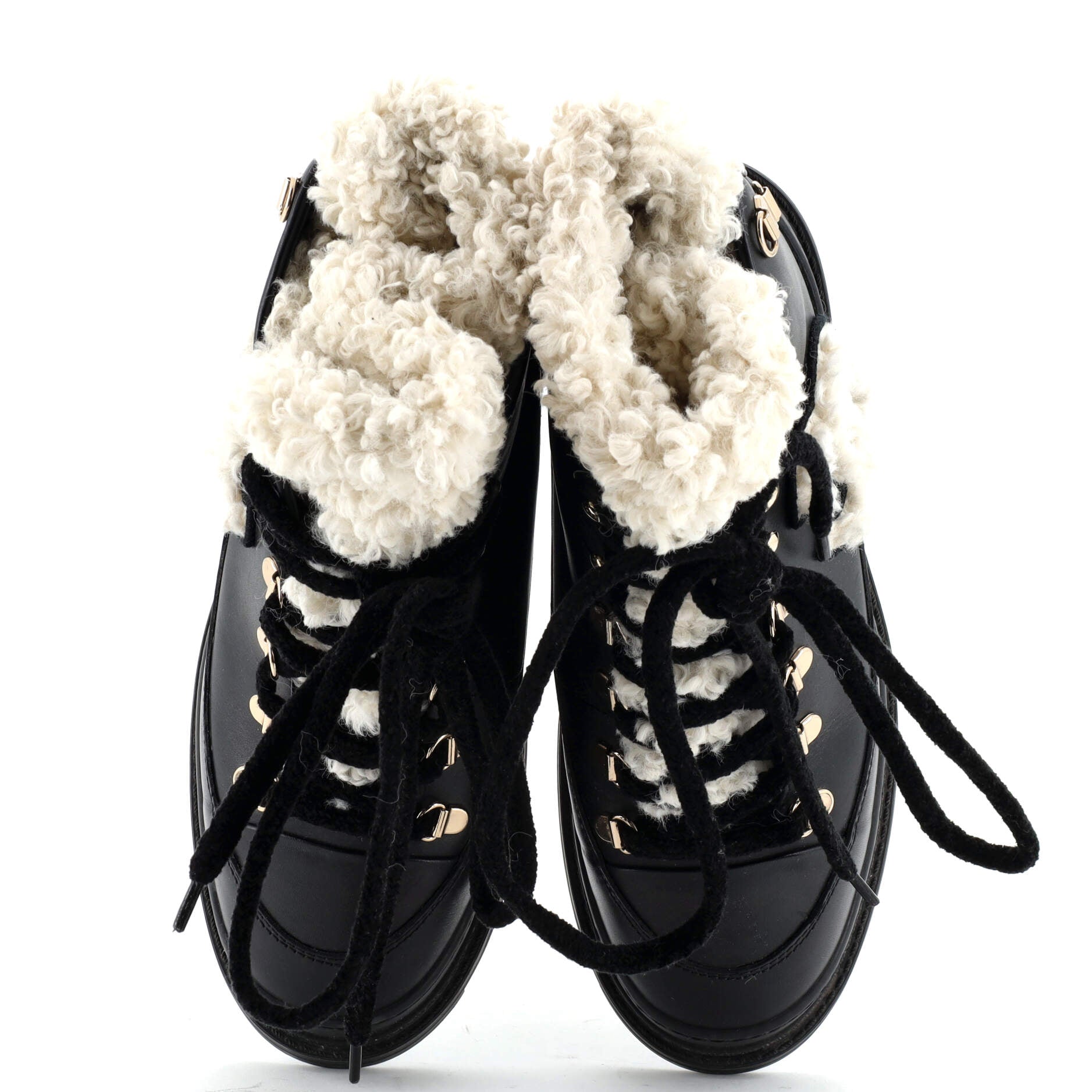 Women's CC Lace-Up Winter Boots Leather and Shearling