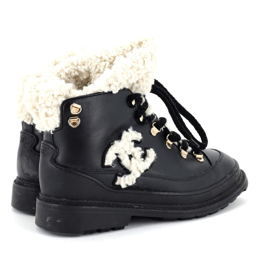 Women's CC Lace-Up Winter Boots Leather and Shearling