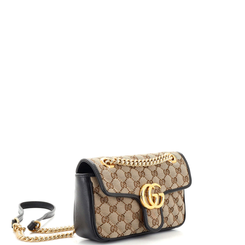 GG Marmont Flap Bag Diagonal Quilted GG Canvas Mini