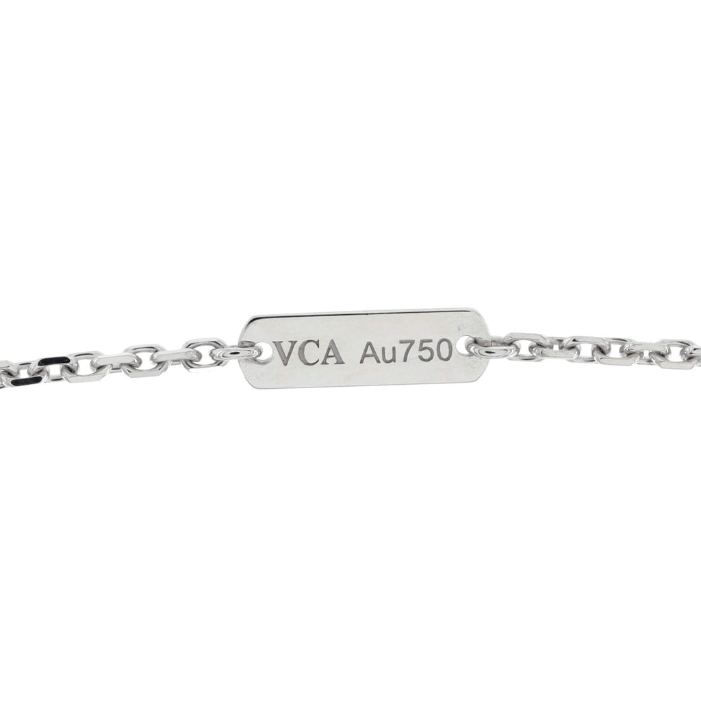Vintage Alhambra Pendant Necklace 18K White Gold and Chalcedony