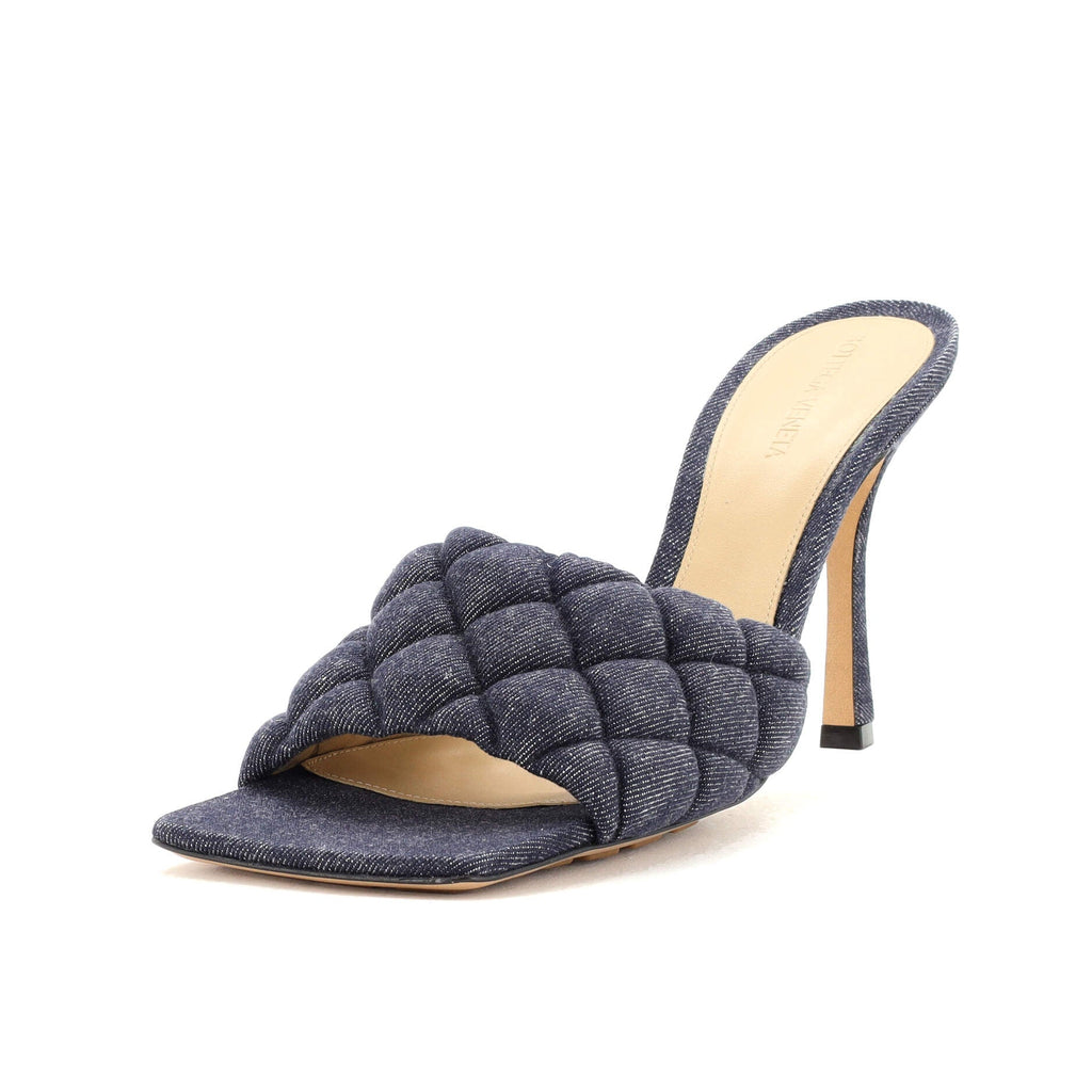 Women's The Padded Heeled Sandals Quilted Denim