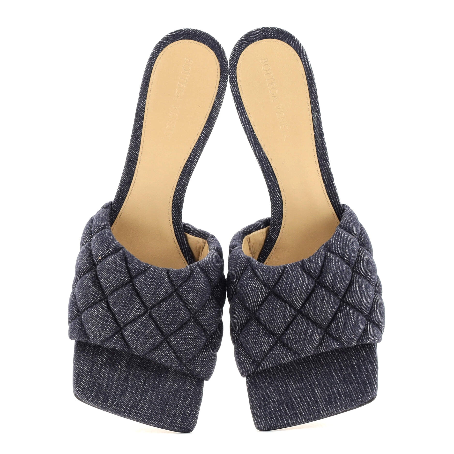 Women's The Padded Heeled Sandals Quilted Denim