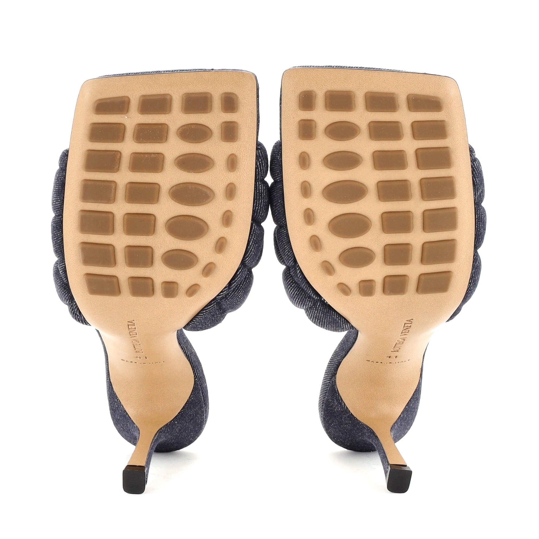 Women's The Padded Heeled Sandals Quilted Denim