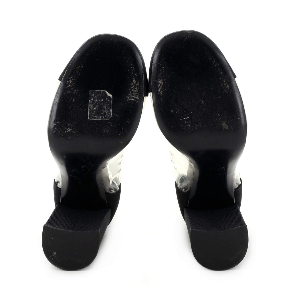 Women's Cap Toe Heeled Knee High Boots PVC and Grosgrain