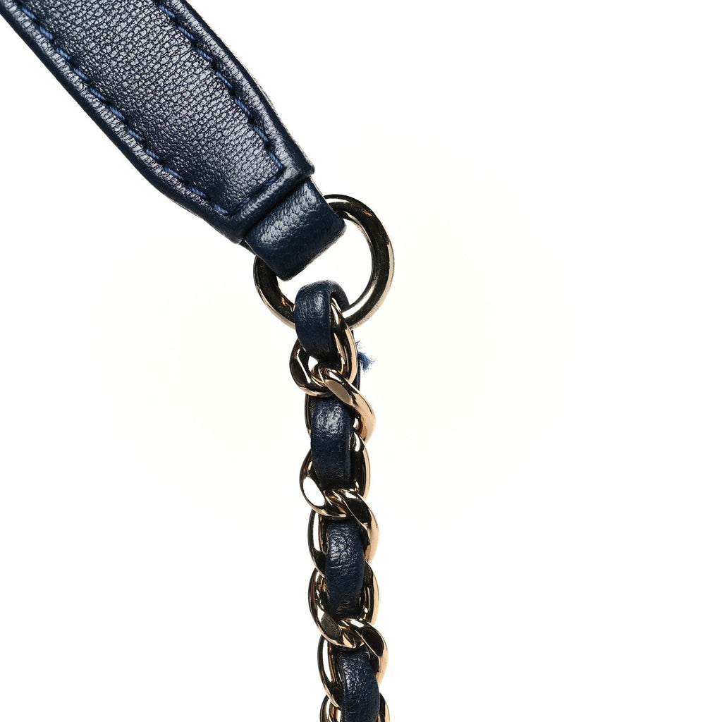 Goatskin Quilted Extra Mini Rainbow Coco Handle Flap Navy Blue