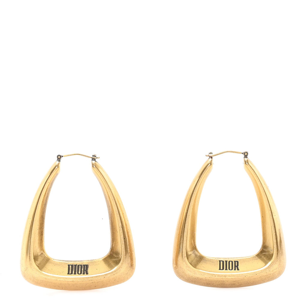 Metal DIOR Hoop Earrings Gold