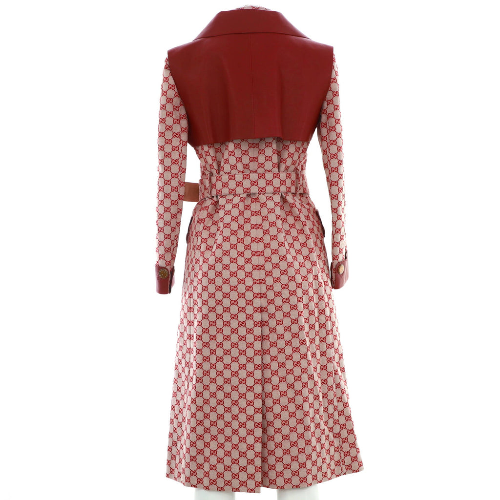 Women's Trench Coat GG Cotton Blend with Leather