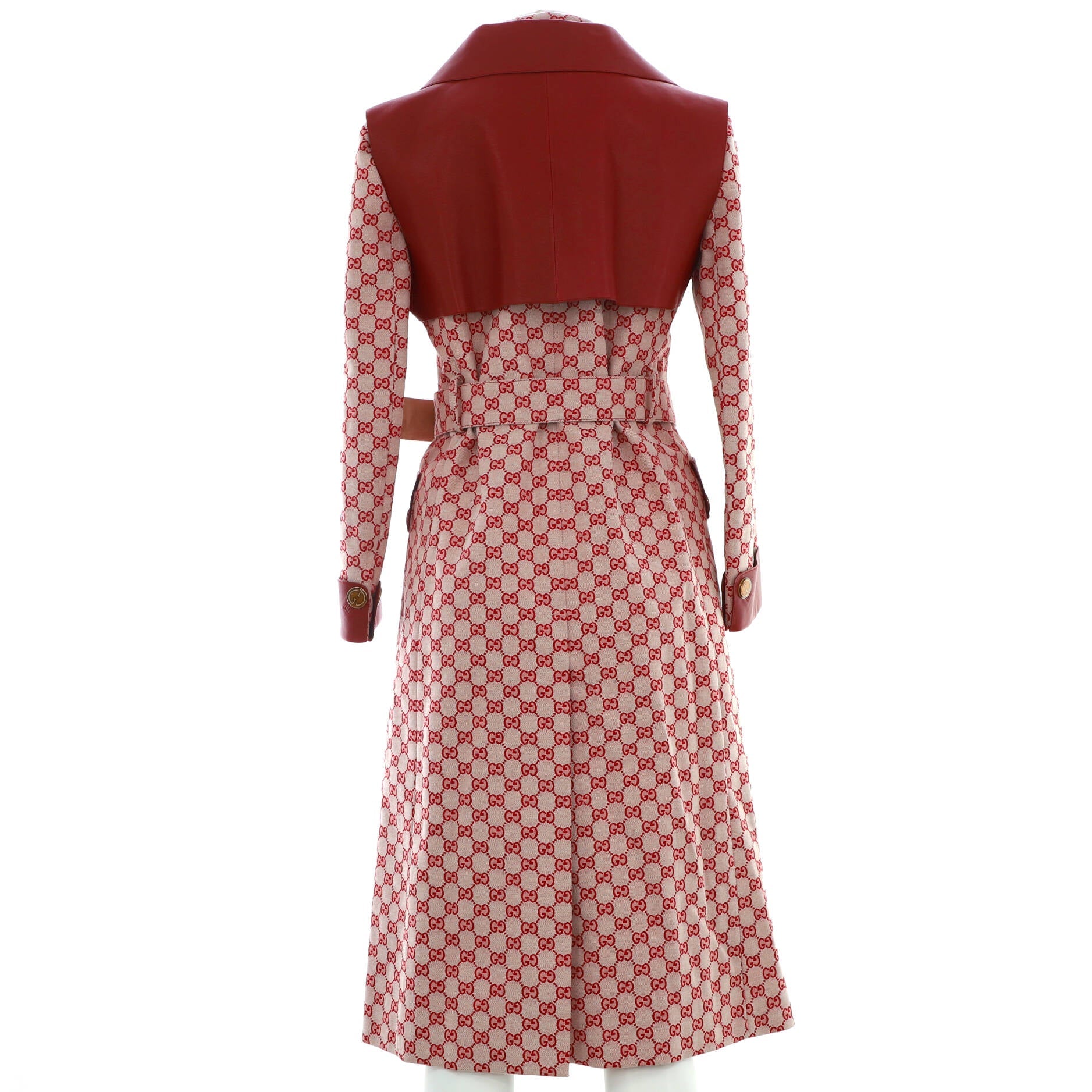 Women's Trench Coat GG Cotton Blend with Leather