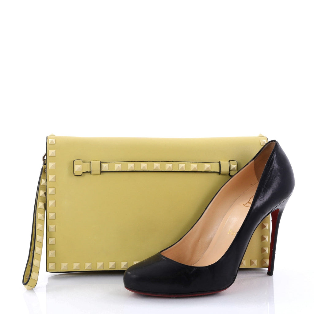 Rockstud Flap Clutch Leather
