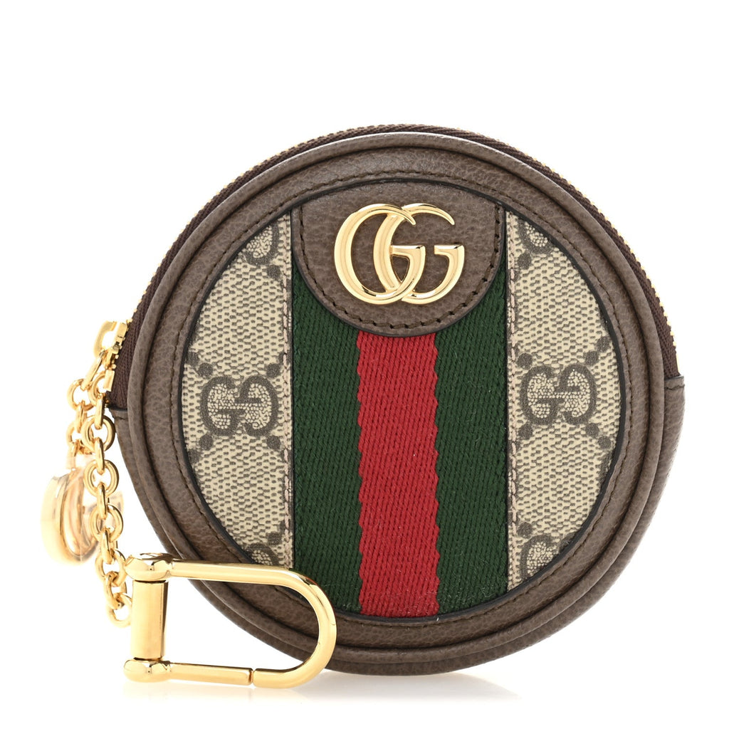 GG Supreme Monogram Web Ophidia Round Coin Purse Beige New Acero