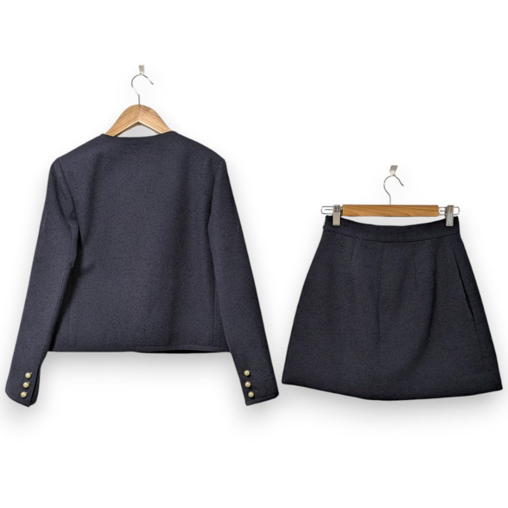 Christian Dior CD Pearl Button Setup Jacket Skirt