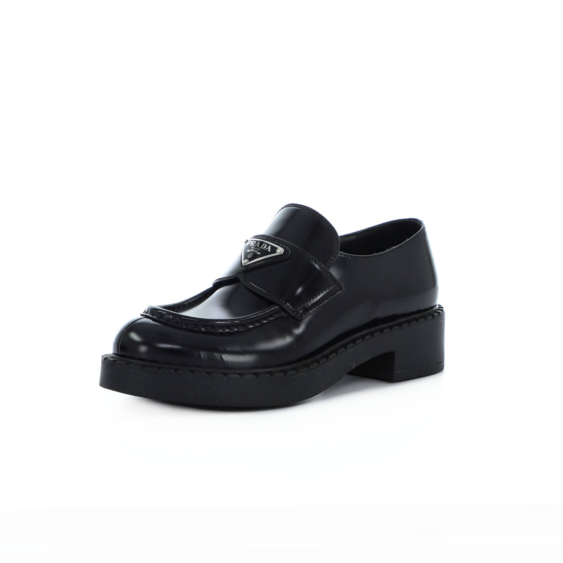 Women's Triangle Logo Loafers Spazzolato Leather