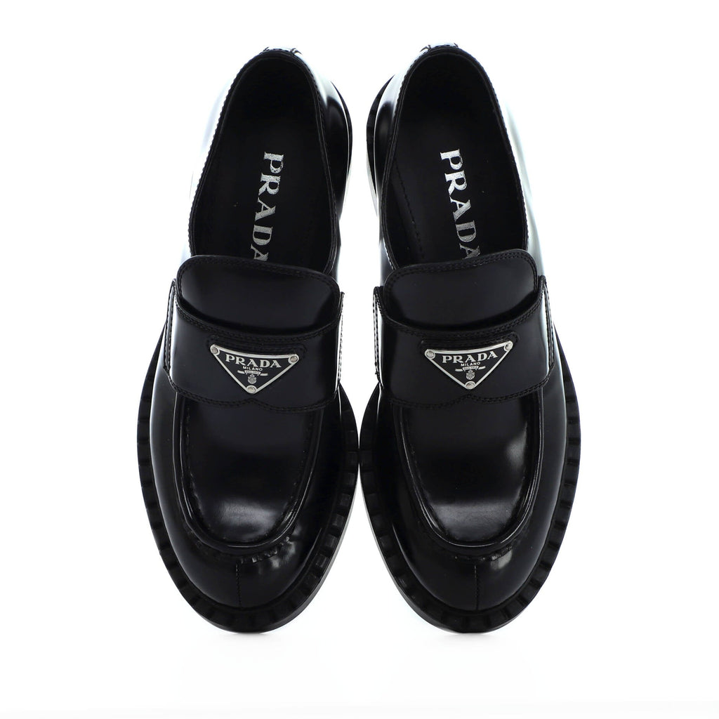 Women's Triangle Logo Loafers Spazzolato Leather