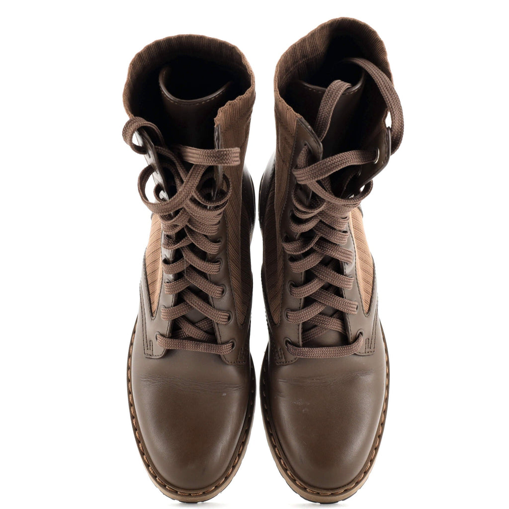 Women's Rockoko Combat Boots Leather with Knit Stretch Fabric and Zucca Trim