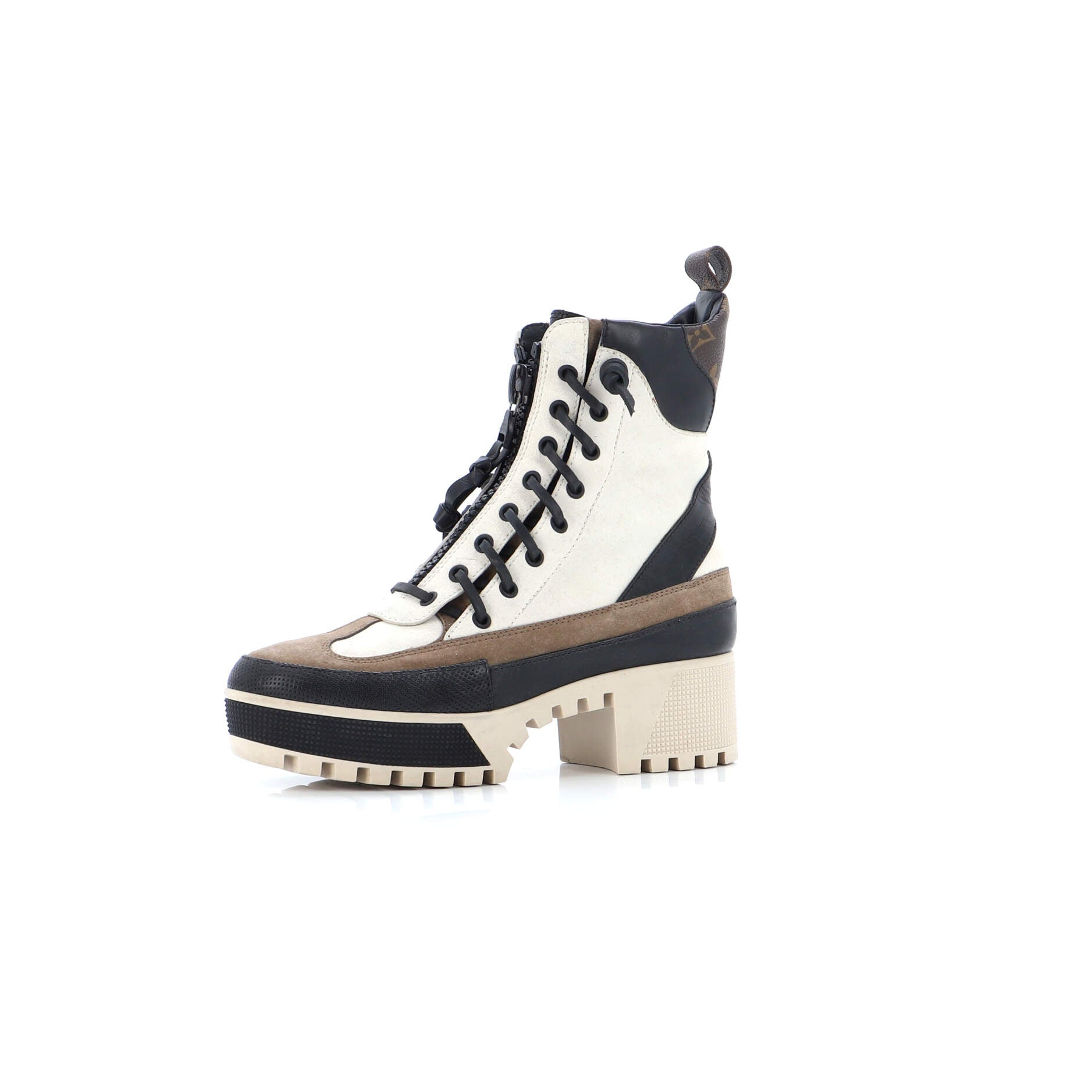 Women's Laureate Platform Desert Boots Suede with Monogram Canvas