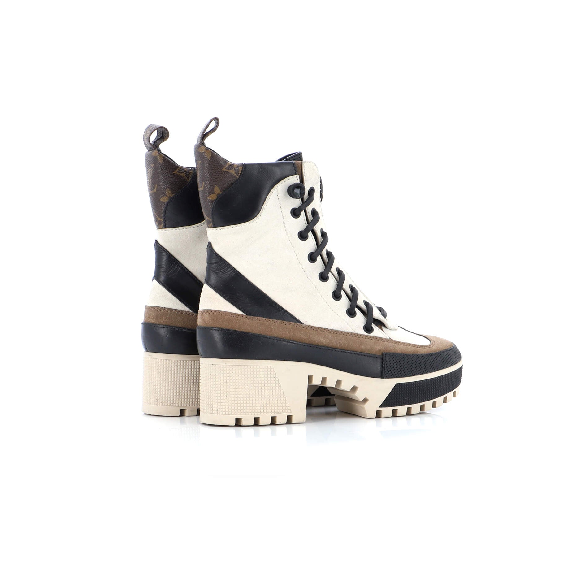 Women's Laureate Platform Desert Boots Suede with Monogram Canvas