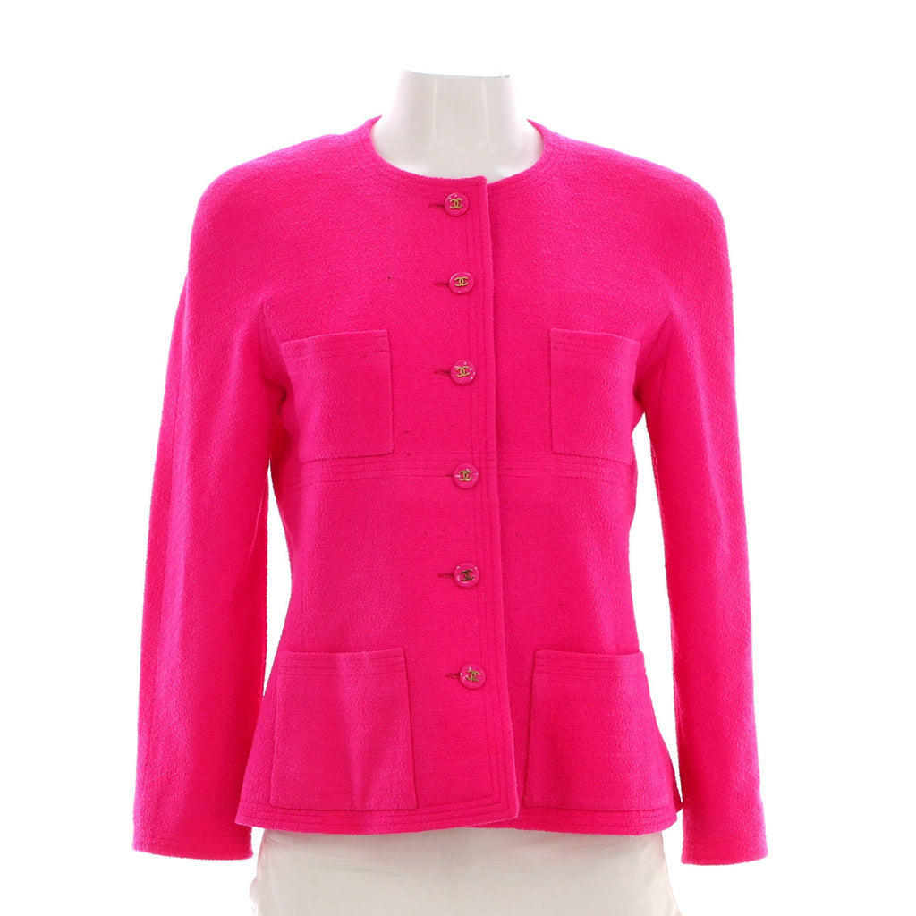 Women's Vintage Collarless Four Pocket Jacket Tweed