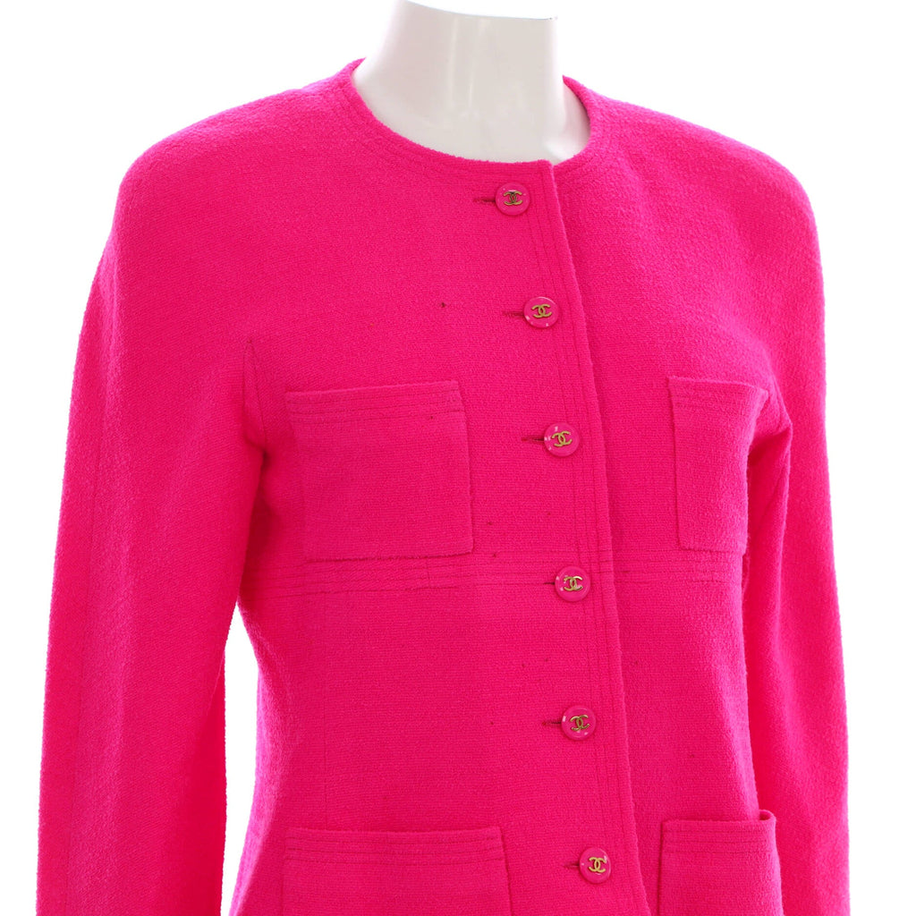 Women's Vintage Collarless Four Pocket Jacket Tweed