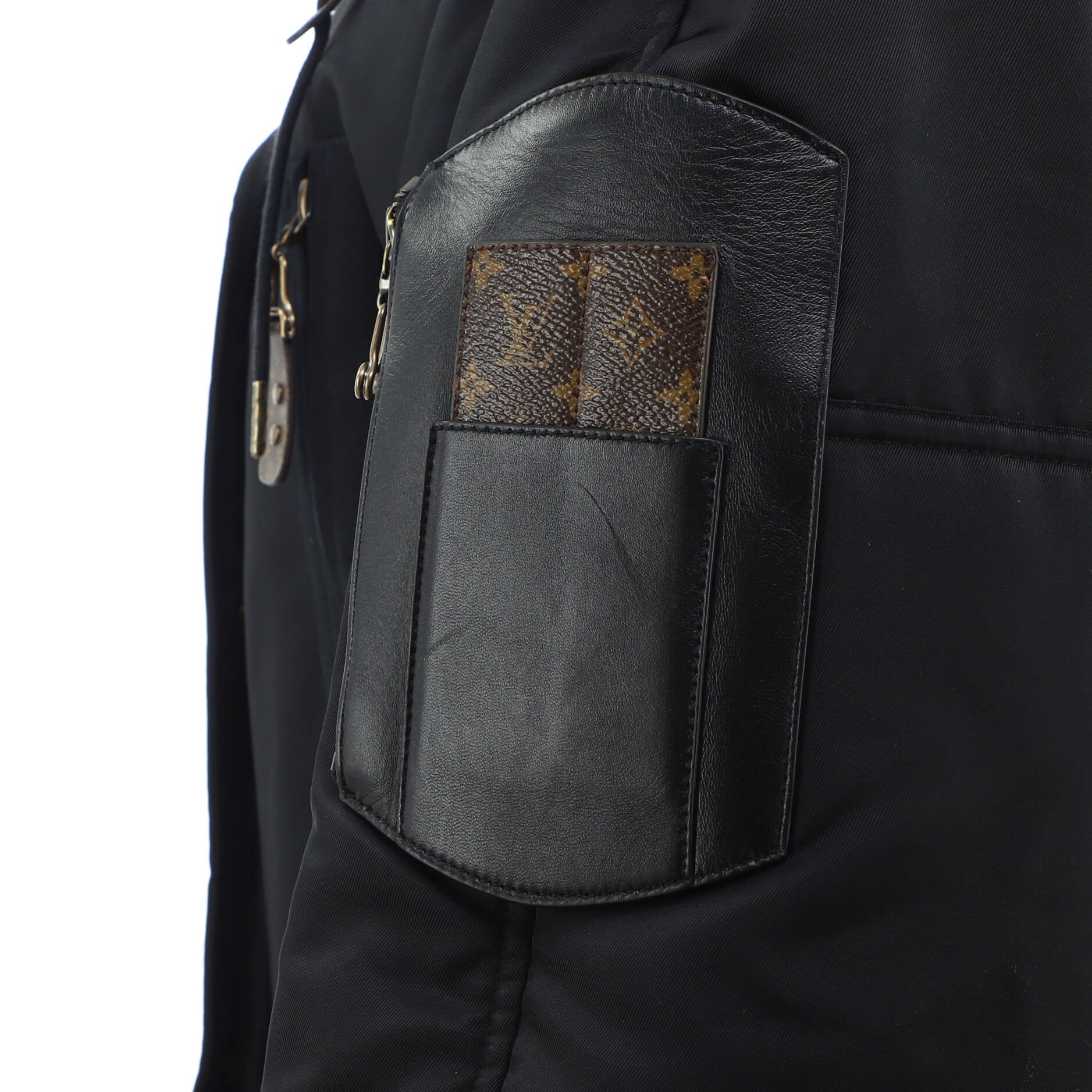 Women's Aviator Parka Satin with Monogram Teddy Fleece