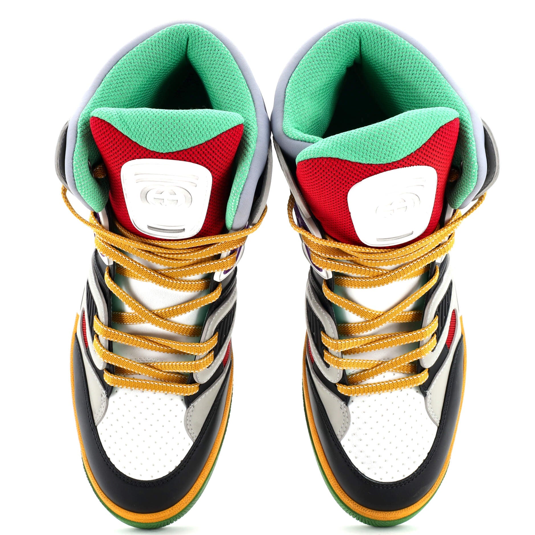 Men's Gucci Basket High-Top Sneakers Demetra with Mixed Fabrics and Rubber