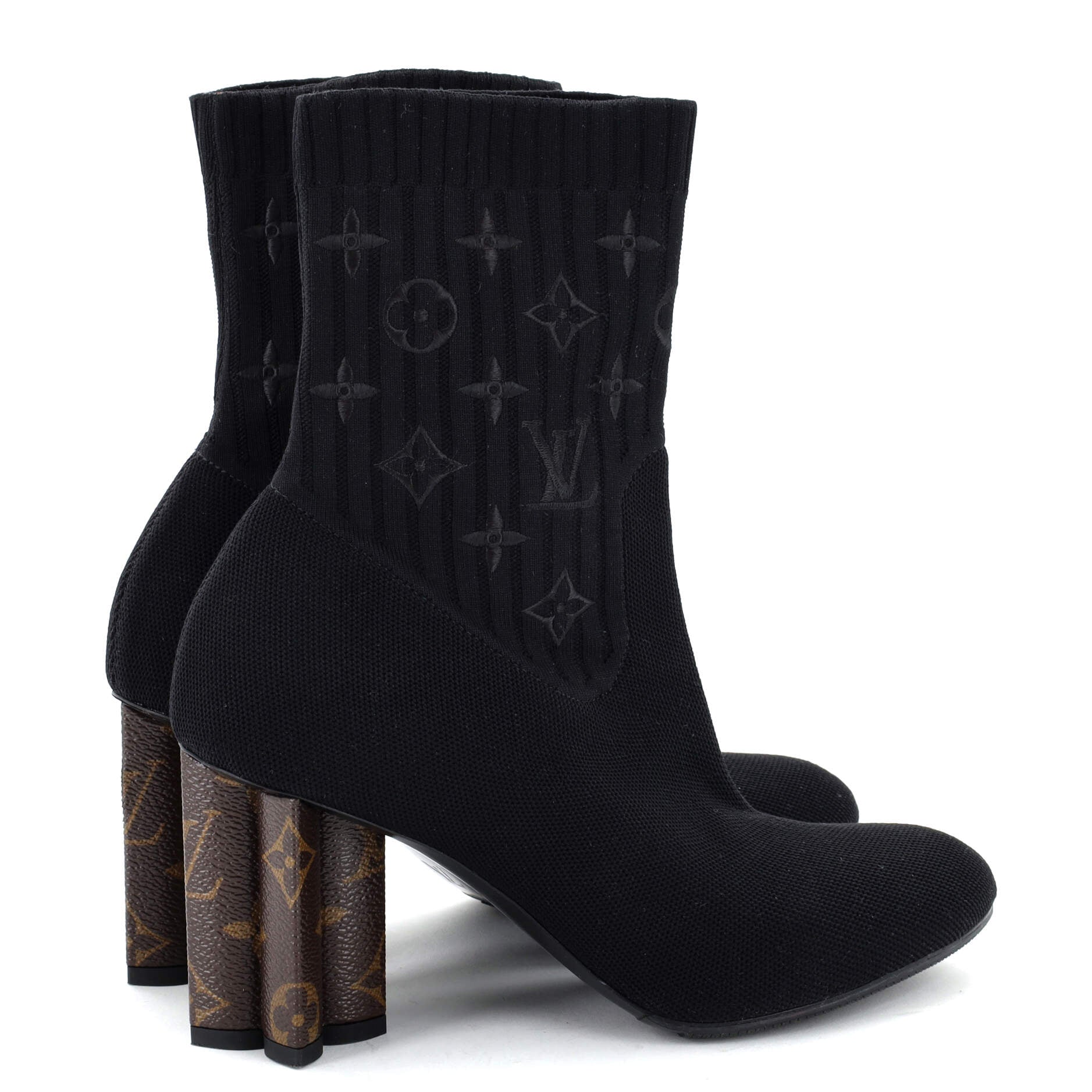 Women's Silhouette Ankle Boots Monogram Knit Fabric