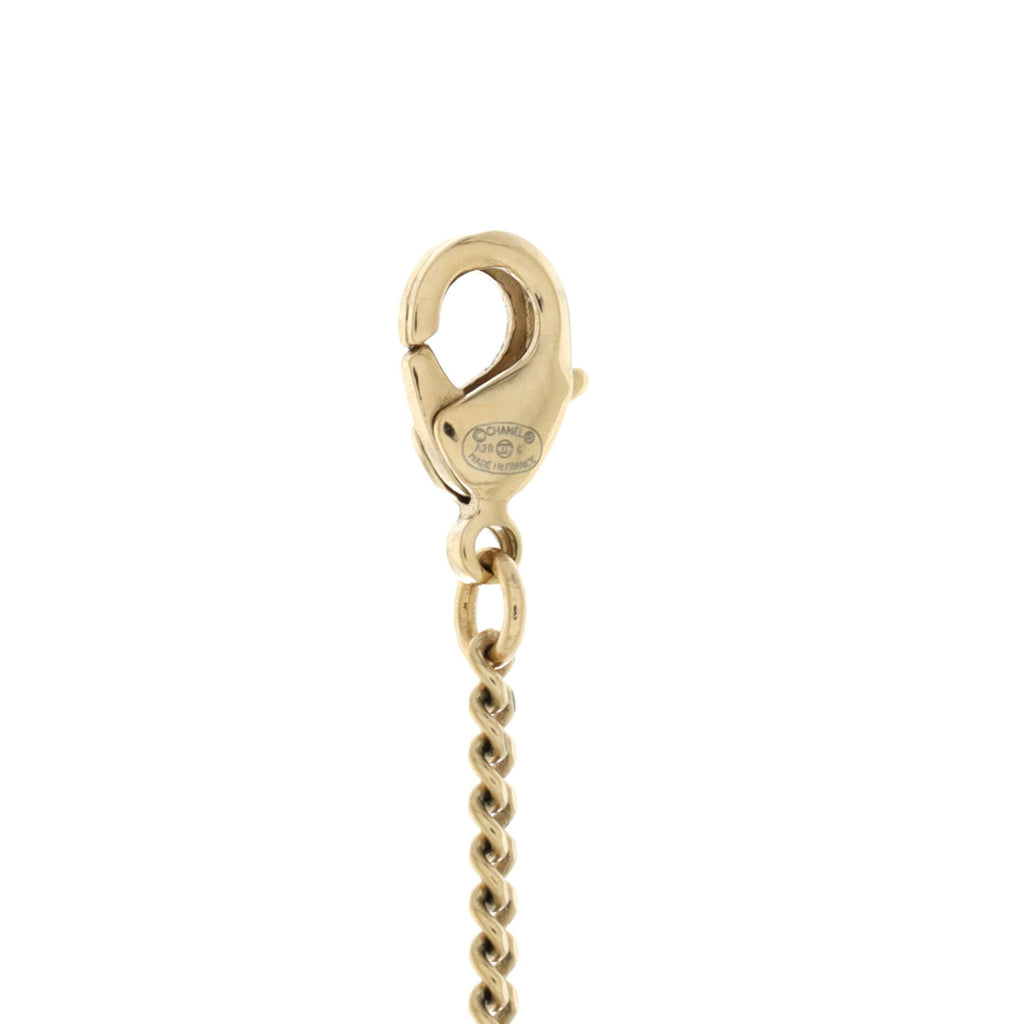 CC Flower Chain Drop Pendant Necklace Metal with Faux Pearls and Crystals