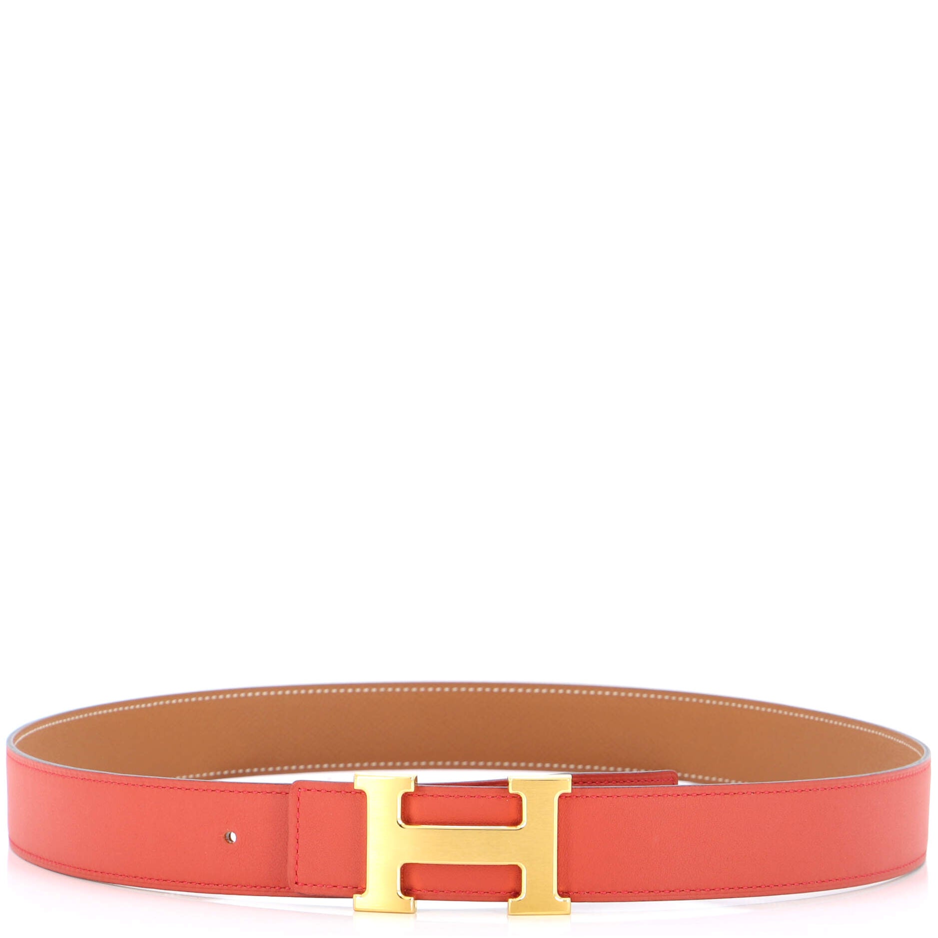 Constance Martelee H Reversible Belt Leather with Brushed Hardware Medium 90